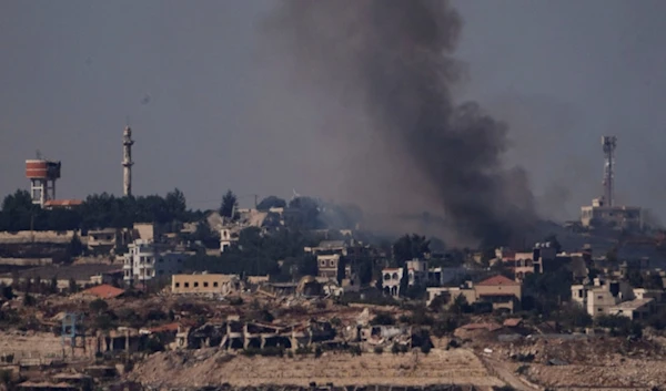 Smoke rises from a fire in southern Lebanon as seen from northern occupied Palestine, Saturday, Oct. 5, 2024. (AP)