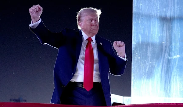 Republican presidential nominee former President Donald Trump dances as he departs after speaking at a campaign event at the Butler Farm Show, Saturday, Oct. 5, 2024, in Butler, Pa. (AP)