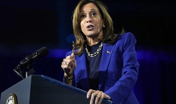 Democratic presidential nominee Vice President Kamala Harris speaks during a campaign rally at the Reno Events Center in Reno, Nev., Thursday, Oct. 31, 2024. (AP)