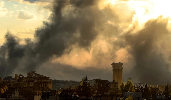 Smoke rises from the site of an Israeli airstrike that targeted an area on the outskirts of the eastern Lebanese city of Baalbek, in the Bekaa Valley, on Thursday. (AFP via Getty Images)