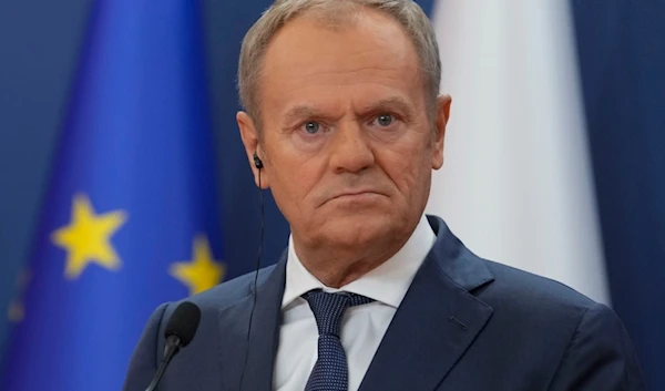 Poland's Prime MInister Donald Tusk listens to Serbian President Aleksandar Vucic during a news conference in the Serbia Palace in Belgrade, Serbia, Thursday, Oct. 24, 2024. (AP)