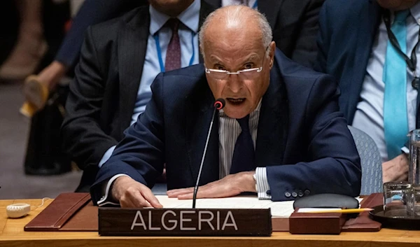 Minister of Foreign Affairs of Algeria Ahmed Attaf speaks during a Security Council meeting at United Nations headquarters, Friday, Sep. 27, 2024. (AP)