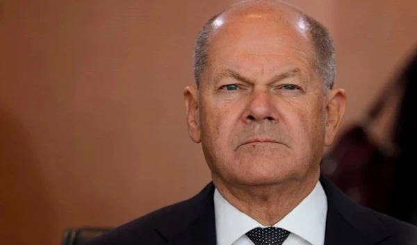 German Chancellor Olaf Scholz arrives for the cabinet meeting of the government at the chancellery in Berlin, Germany, Wednesday, Oct. 9, 2024. (AP)