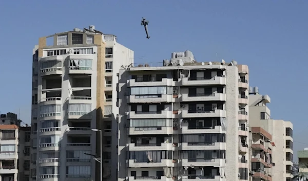 A bomb dropped from an Israeli jet hits a residential building in Ghobeiry, Beirut, Lebanon, Tuesday, Oct. 22, 2024. (AP