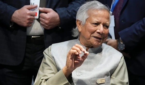 Muhammad Yunus, head of Bangladesh's interim government speaks to members of the media at the COP29 U.N. Climate Summit, Wednesday, Nov. 13, 2024, in Baku, Azerbaijan. (AP)