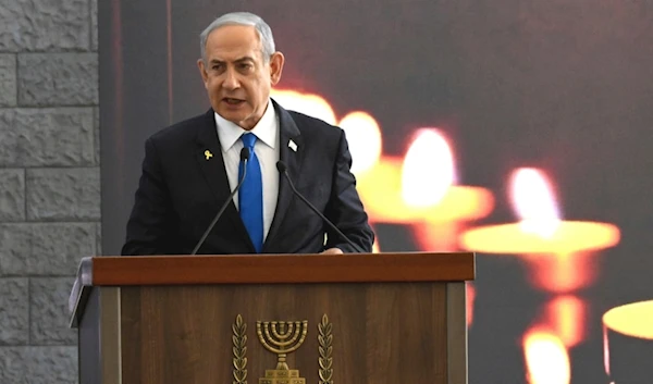 Israeli Prime Minister Benjamin Netanyahu speaks at the Knesset in occupied al-Quds, Monday, Oct. 28, 2024. (Debbie Hill, Pool Photo via AP)