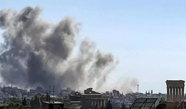 Smoke billows from the site of an Israeli airstrike that targeted Lebanon's eastern city of Baalbeck in the Bekaa valley on September 25, 2024. (AFP)