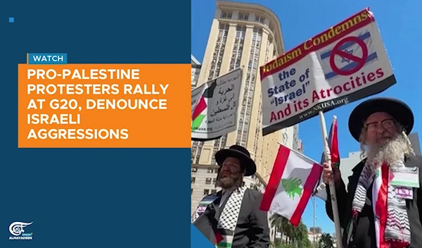 Pro-Palestine protesters rally at G20, denounce Israeli aggressions