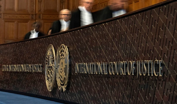 Judges enter the International Court of Justice, or World Court, in The Hague, Netherlands, Thursday, May 23, 2024. (AP)