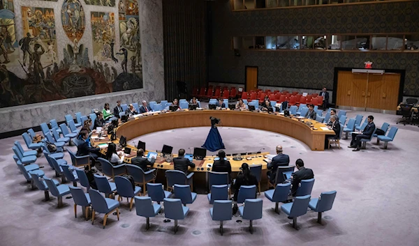 A general view shows a Security Council meeting at United Nations headquarters on November 19, 2024. (AP)