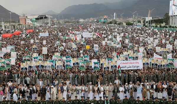 Thousands of Yemenis protest to condemn the assassination of Hamas leader Ismail Haniyeh, in Sanaa, Yemen, Friday, August 2, 2024 (AP)