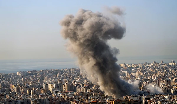 Smoke rises after an Israeli airstrike on Dahiyeh, in the southern suburb of Beirut, Lebanon, Saturday, Nov. 23, 2024. (AP Photo/Hassan Ammar)