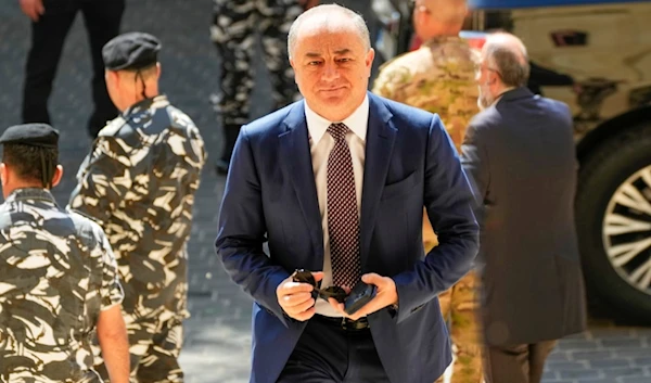 Lebanese lawmaker Elias Bou Saab arrives to attends a parliament session at the parliament building in Beirut, Lebanon, Wednesday, June 14, 2023. (AP)