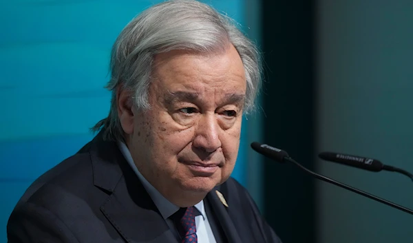 Antonio Guterres, United Nations secretary-general, speaks during a news conference at the COP29 U.N. Climate Summit, on November 21, 2024, in Baku, Azerbaijan. (AP)