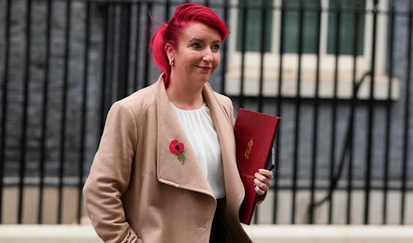 FILE -Louise Haigh, Britain's Secretary of State for Transport leaves following a pre-Budget cabinet meeting in 10 Downing Street, London, Oct. 30, 2024. (AP)