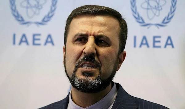 Iran's Gharibadadi speaks to the media after the IAEA board of givernors meeting at the international center in Vienna, Austria, July 10,2019. (AP)