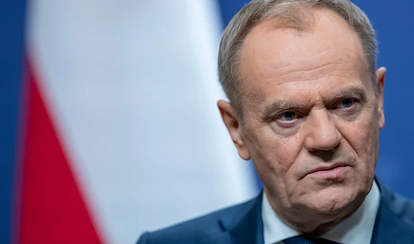 Poland's Prime Minister Donald Tusk pauses as he speaks, during a news conference following his meeting with Lithuania's Prime Minister Ingrida Simonyte at the government's headquarters in Vilnius, Lithuania, on March 4, 2024. (AP)