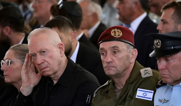 Defense Minister Yoav Gallant, Chief of the General Staff Lieutenant-General Herzi Halevi, and interim Police Chief Avshalom Peled in occupied al-Quds, 'Israel', October 27, 2024. (AP)