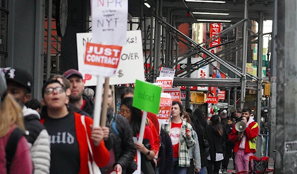 Scenes from the New York Times' tech union strike on November 4, 2024 (X/NYTGuildTech)