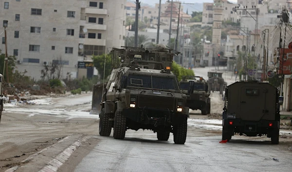 Israeli military vehicles raid a town in the West Bank (Social Media)