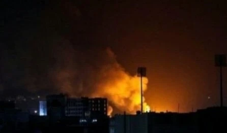 One of three airstrikes against Sanaa, Yemen, on November 9, 2024, as the US and UK continue their aggression against the country. (Social media)