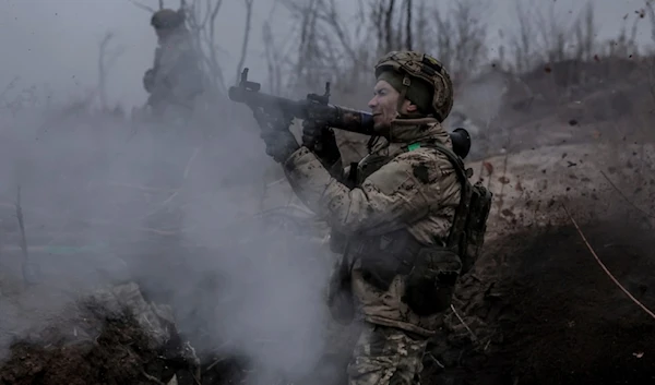 In this photo provided by Ukraine's 24th Mechanised Brigade press, a soldier of the Brigade improves his tactical skills at the training field in Donetsk region, Ukraine, Nov. 29, 2024. (AP)