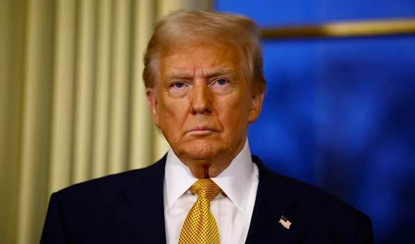 US President-elect Donald Trump attends a meeting with French President Emmanuel Macron at the Elysee Palace in Paris, Friday, Dec. 7, 2024. (Sarah Meyssonnier/Pool via AP)