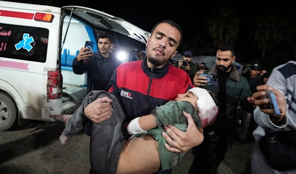 A Palestinian child injured in an Israeli strike on a building arrives at Al-Aqsa Hospital in Deir al-Balah, Gaza Strip, Thursday, Dec. 12, 2024. (AP)