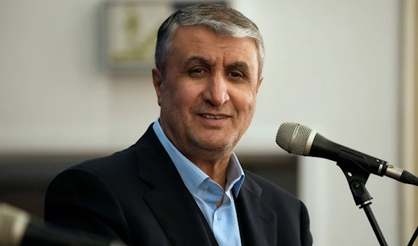 Head of Atomic Energy Organization of Iran Mohammad Eslami listens during his joint press conference with International Atomic Energy Agency Director General in Tehran, Iran, Nov. 14, 2024. (AP)