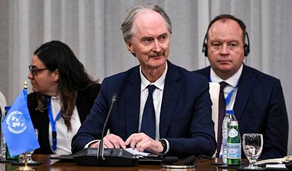 UN Special Envoy for Syria Geir Pedersen during a meeting with the foreign ministers of the Arab Contact Group on Syria in Jordan's southern Red Sea coastal city of Aqaba, Saturday Dec. 14, 2024. (AP)