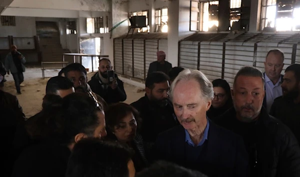 Geir Pedersen, the United Nations' special envoy to Syria, center, visits the infamous Saydnaya military prison, in Saydnaya north of Damascus, Syria, Monday, December 16, 2024 (AP)