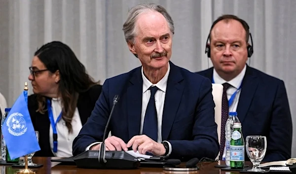 The UN envoy to Syria, Geir Pedersen, during a meeting with the foriegn ministers of the Arab Contact Group on Syria in Aqaba, Saturday December 14, 2024.( AP)