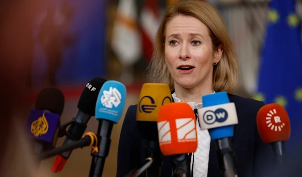 European Union foreign policy chief Kaja Kallas speaks with the media as she arrives for an EU summit at the European Council building in Brussels, Thursday, Dec. 19, 2024. (AP)