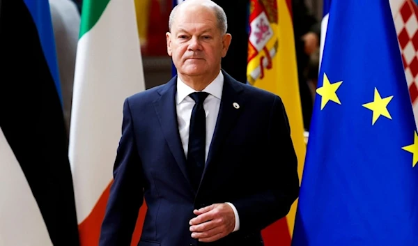 Germany's Chancellor Olaf Scholz arrives to an EU summit in Brussels, Thursday, October 17, 2024. (AP)