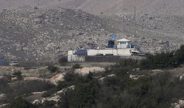 An U.N. post overlooks along the so-called Alpha Line that separates the Israeli-controlled Golan Heights from Syria, in the town of Majdal Shams, Thursday, Dec. 12, 2024. (AP)