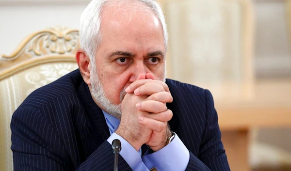 In this Jan. 26, 2021, file photo released by the Russian Foreign Ministry Press Service, Iranian Foreign Minister Mohammad Javad Zarif listens during the talks in Moscow, Russia. (AP)