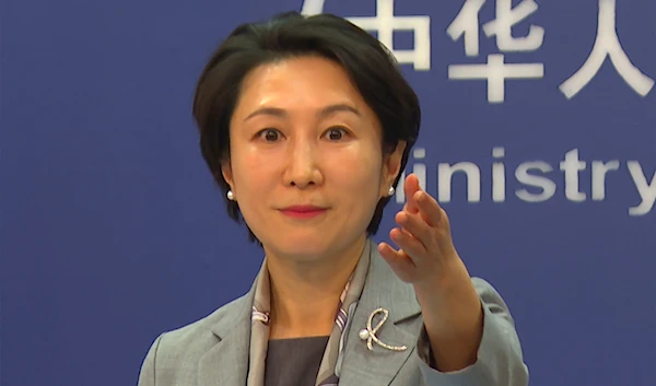 Chinese Foreign Ministry spokesperson Mao Ning gestures during a press conference in Beijing, China on January 16, 2024. (AP)