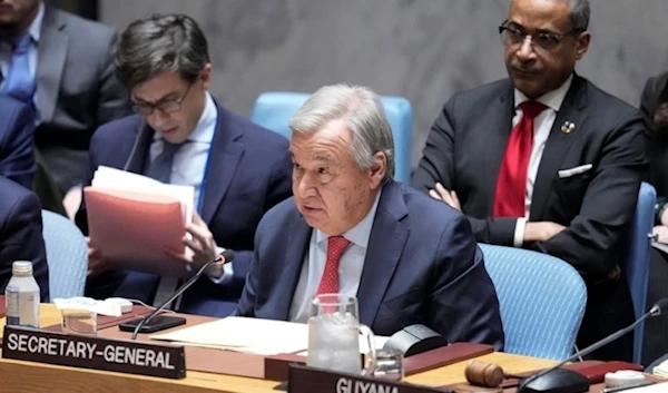 UN Secretary-General Antonio Guterres addresses a secutity council meetin on Friday 23,2024 at United Nations Headquarters. (AP)