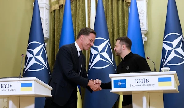 NATO Secretary General Mark Rutte with Ukrainian President Volodymyr Zelenskyy in Kiev during his first official visit as Secretary General on 3 October 2024. (NATO)