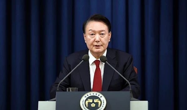 South Korean President Yoon Suk Yeol speaks during a press briefing at the presidential office in Seoul, South Korea, Tuesday December 3, 2024. (AP)