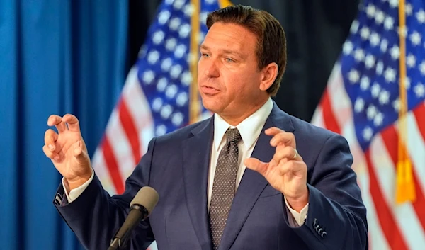 Florida Gov. Ron DeSantis speaks during a news conference Monday, Sept. 16, 2024, in Orlando, Fla. (AP)