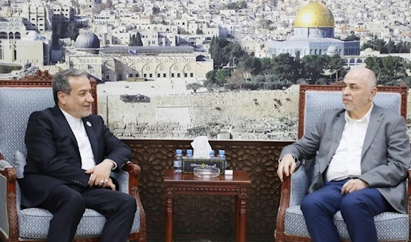 Iranian Foreign Minister Abbas Araghchi meets Hamas leadership council chief Mohammed Darwish in Doha, Qatar, December 7, 2024 (Al Mayadeen)