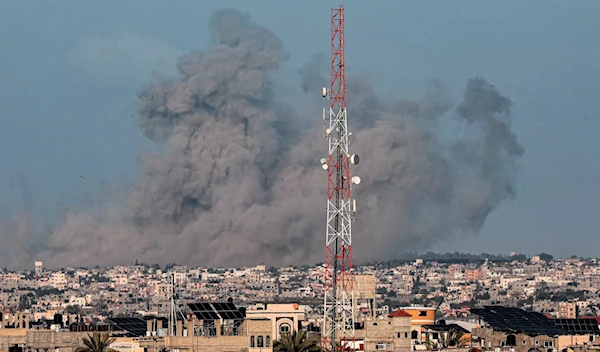 A cellphone tower in Khan Younis, in the southern Gaza Strip, amid Israeli relentless strikes (Agence France-Presse — Getty Images)