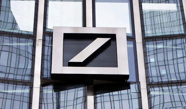 The Deutsche Bank logo is displayed at a bank's building in Frankfurt, Germany, April 9, 2018. (AP)