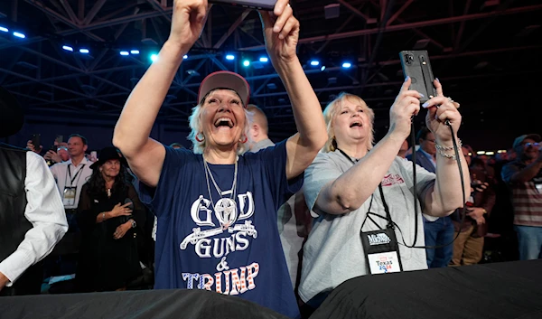 Supporters cheer for former President Donald Trump before he speaks at the National Rifle Association Convention, Saturday, May 18, 2024, in Dallas. (AP)