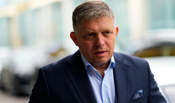 Chairman of SMER-Social Democracy party Robert Fico arrives at his party's headquarters in Bratislava, Slovakia, on October 1, 2023