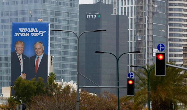 In this Wednesday, Feb. 6, 2019 photo, an election campaign billboard shows Israeli Prime Minister Benjamin Netanyahu, and US President Donald Trump in "Tel Aviv", Palestine. (AP)