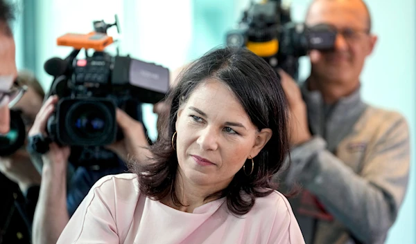 German Foreign Minister Annalena Baerbock attends the cabinet meeting at the chancellery in Berlin, Germany, on May 15, 2024. (AP)