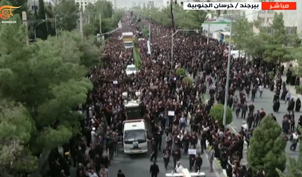 Millions of Iranians take part in the funeral procession of Iranian President Ebrahim Raisi in the Khorasan Province in Iran on May 23, 2024.