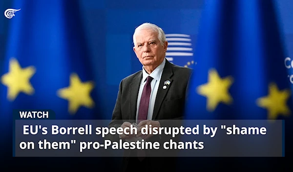 EU's Borrell speech disrupted by "shame on them" pro-Palestine chants